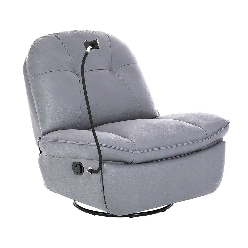 Clio Recliner Chair Lounge 360 Swivel - Grey - Nurns