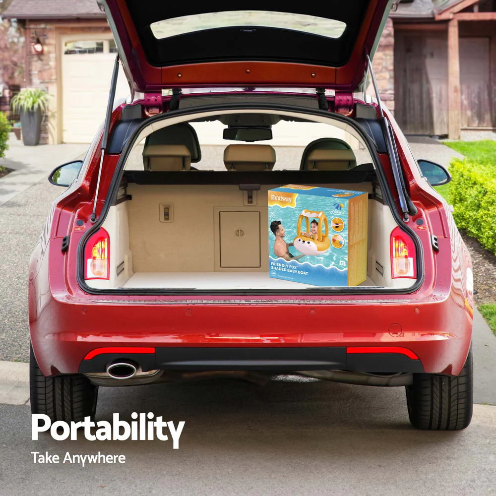 Kids Inflatable Fox Swim Float Floating Seat Canopy Pool Toys 94x66CM - Nurns