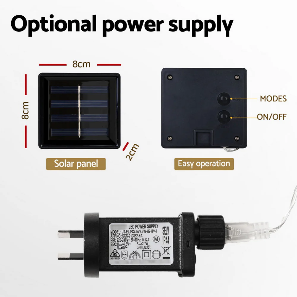 6M Christmas Icicle Lights String Light 160 LED Solar Powered - Cold White - Nurns