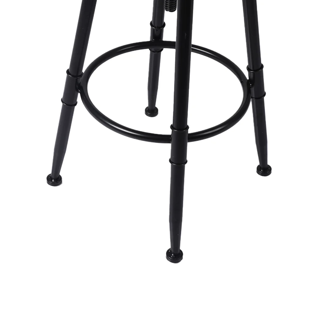 Set of 2 Chambery Industrial Bar Stools Kitchen Stool PU Leather Barstools Chairs - Black & Brown - Nurns