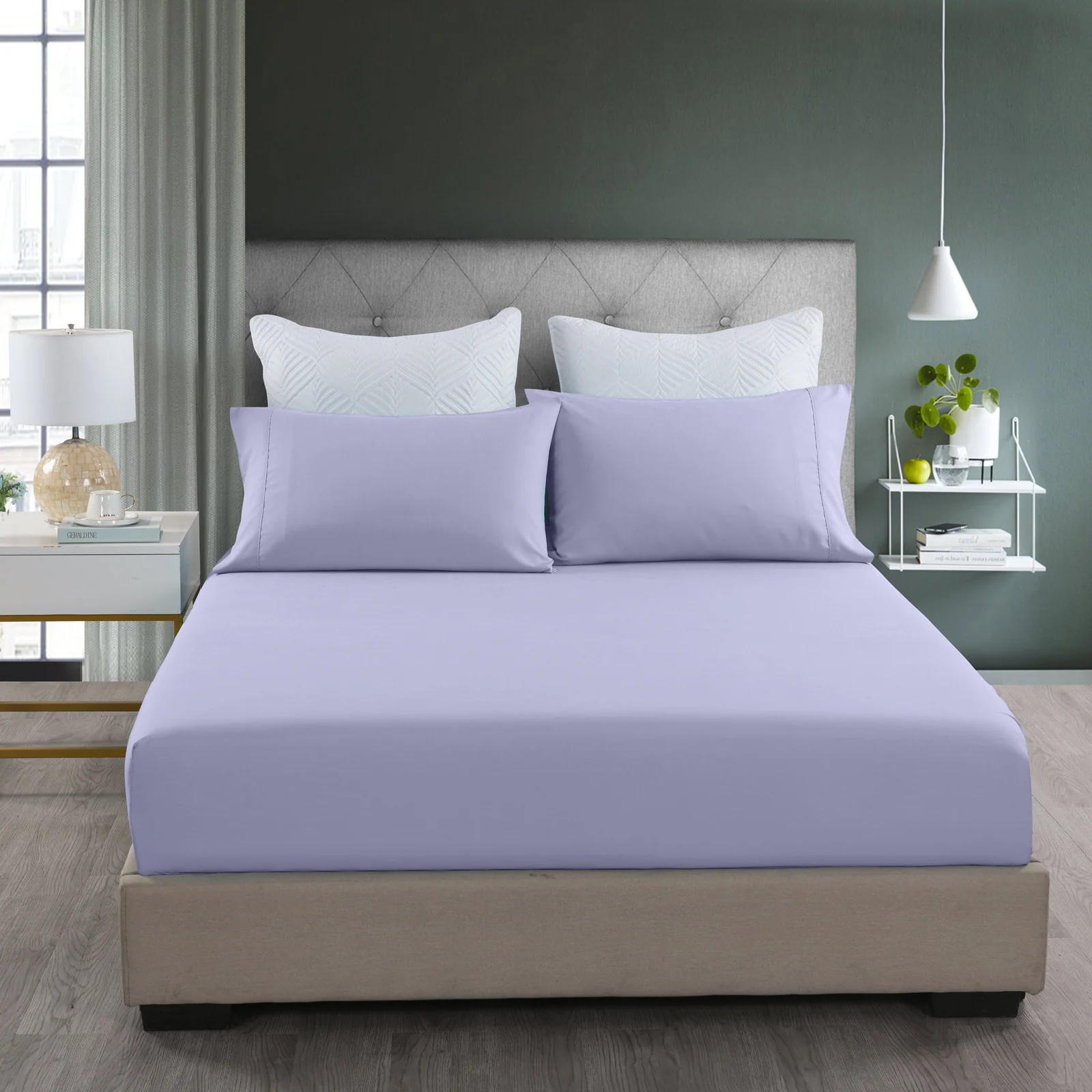 Queen Royal Comfort Bamboo Cooling 2000TC 3-Piece Combo Set - Lilac Grey - Nurns