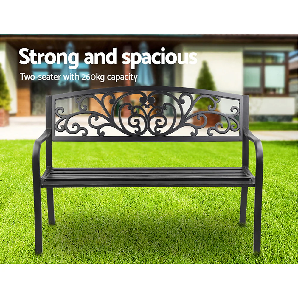 Calliope Outdoor Garden Bench - Black - Nurns