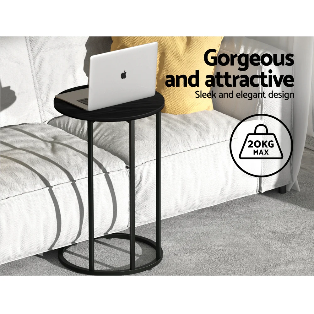 Ixiona Side End Table Round - Black - Nurns