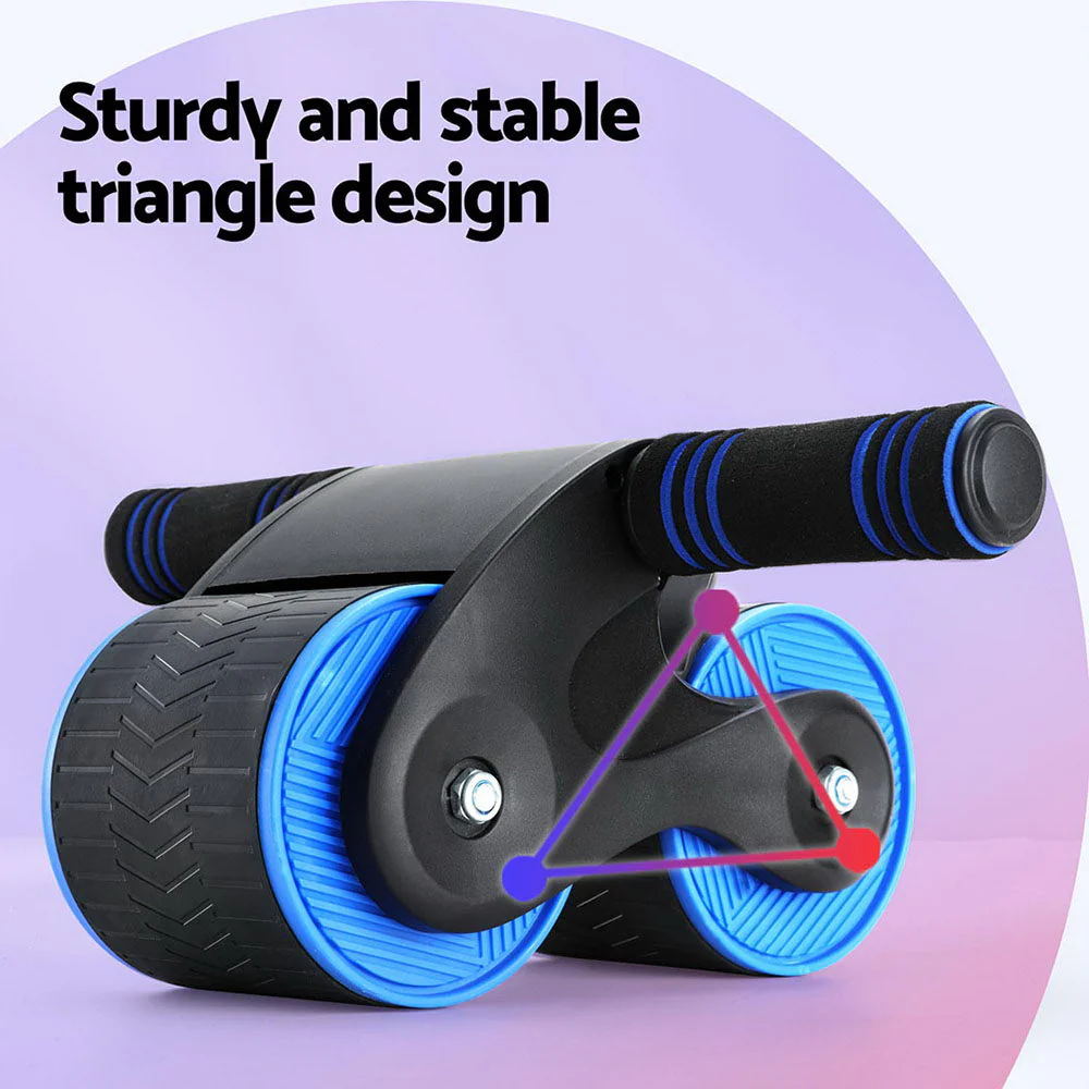 Everfit Ab Roller Automatic Rebound Abdominal Wheel Home Gym Workout Blue - Nurns