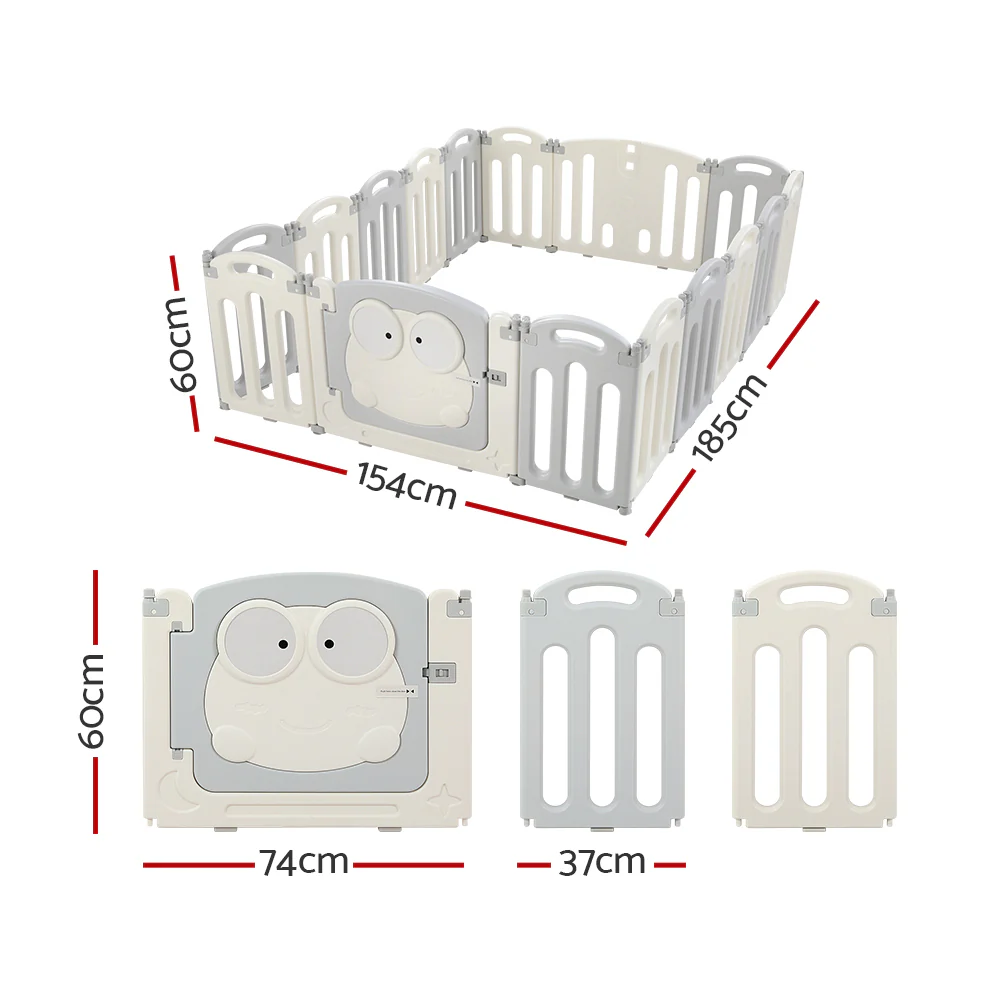Baby Playpen 16 Panels Foldable Toddler Fence Safety Play Activity Centre - Nurns