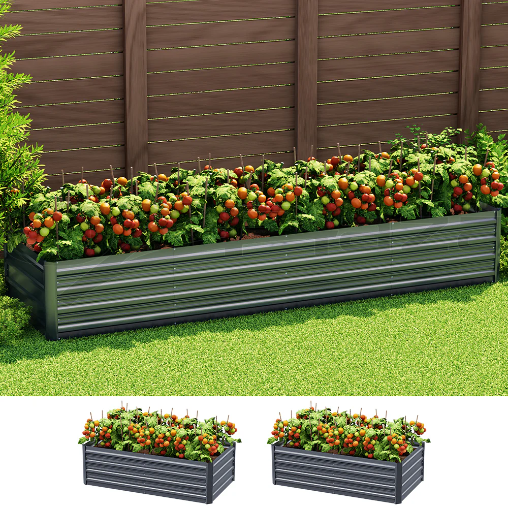 Garden Bed 240x80x45cm Planter Box Raised Container Galvanised Herb - Nurns