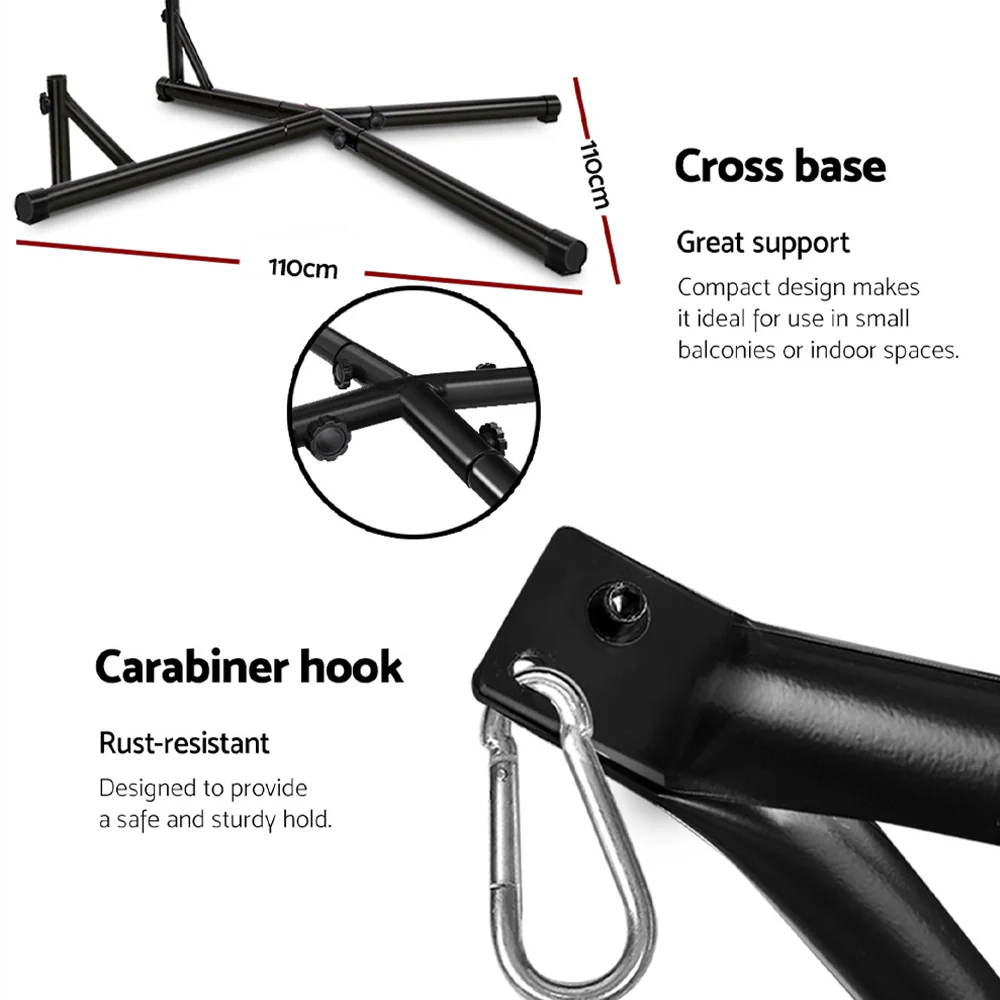 Hammock Chair Steel Stand Outdoor Furniture Heavy Duty - Black - Nurns