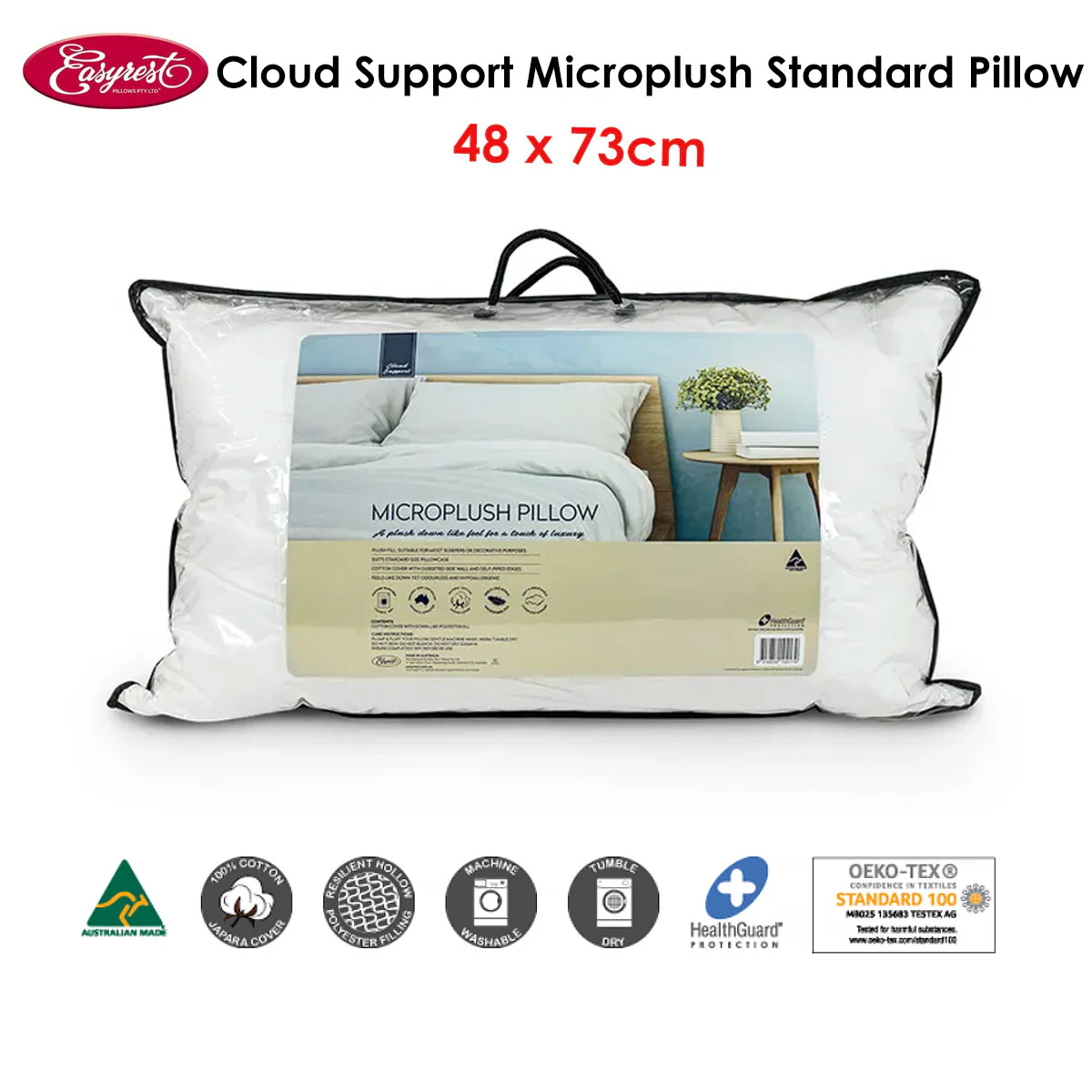 Cloud Support Microplush Standard Pillow - White - Nurns