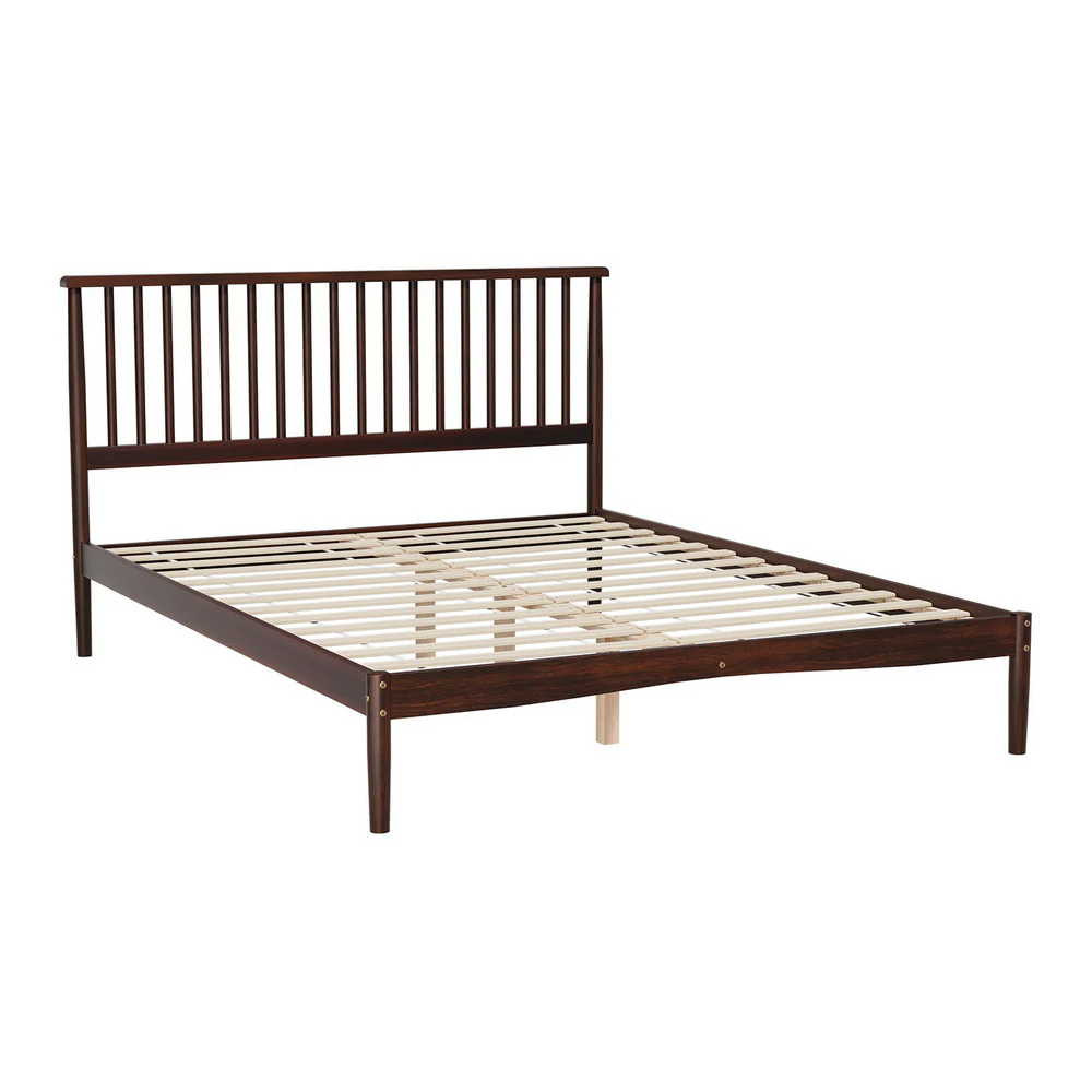 Fiji Bed Frame Wooden Base Platform - Walnut Queen - Nurns