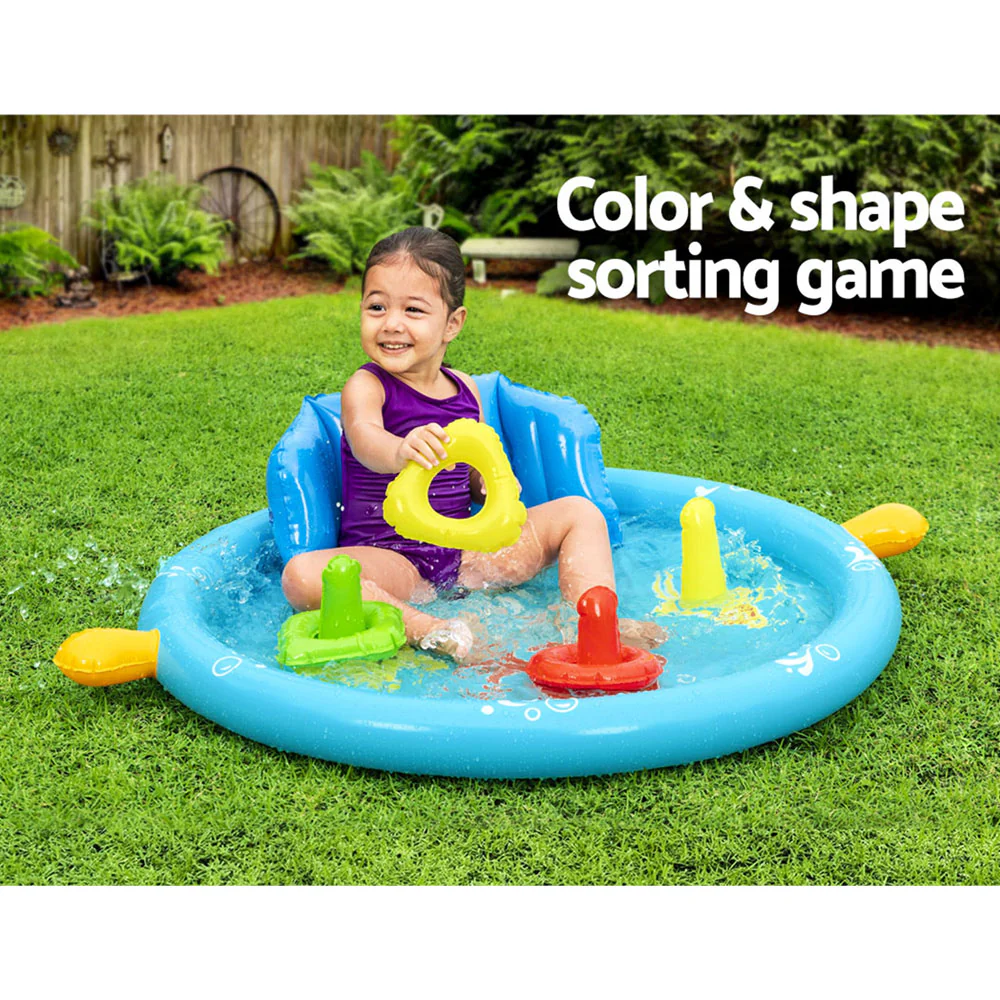 Bestway Kids Pool 115x89x76cm Inflatable Play Swimming Pools w/ Canopy 31L - Nurns