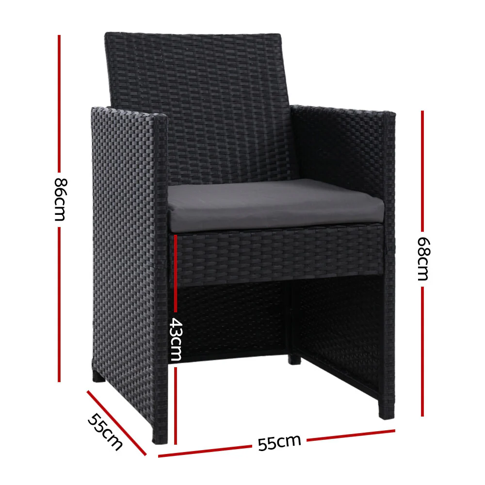 Mitchell 2-Seater Chairs Patio Furniture Wicker Outdoor Lounge Set - Black - Nurns