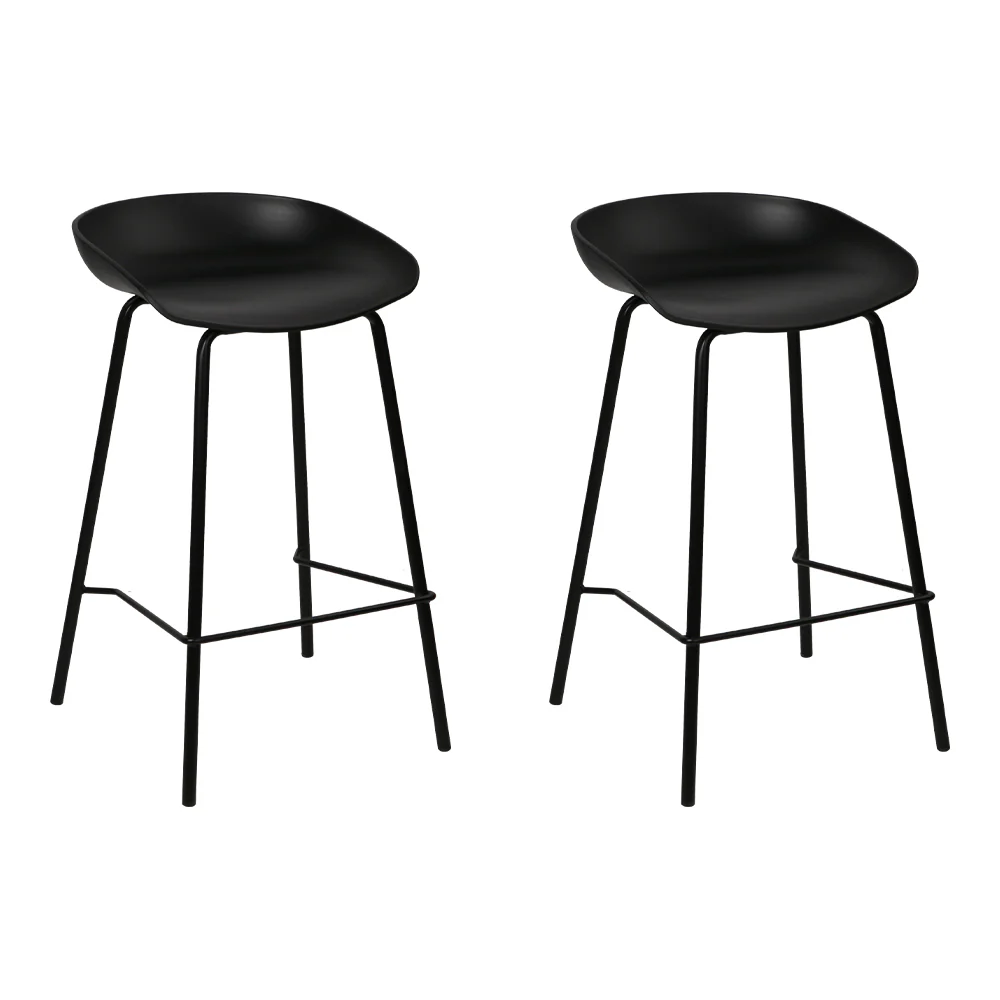 Set of 2 Koropi Metal Bar Stools - Black - Nurns