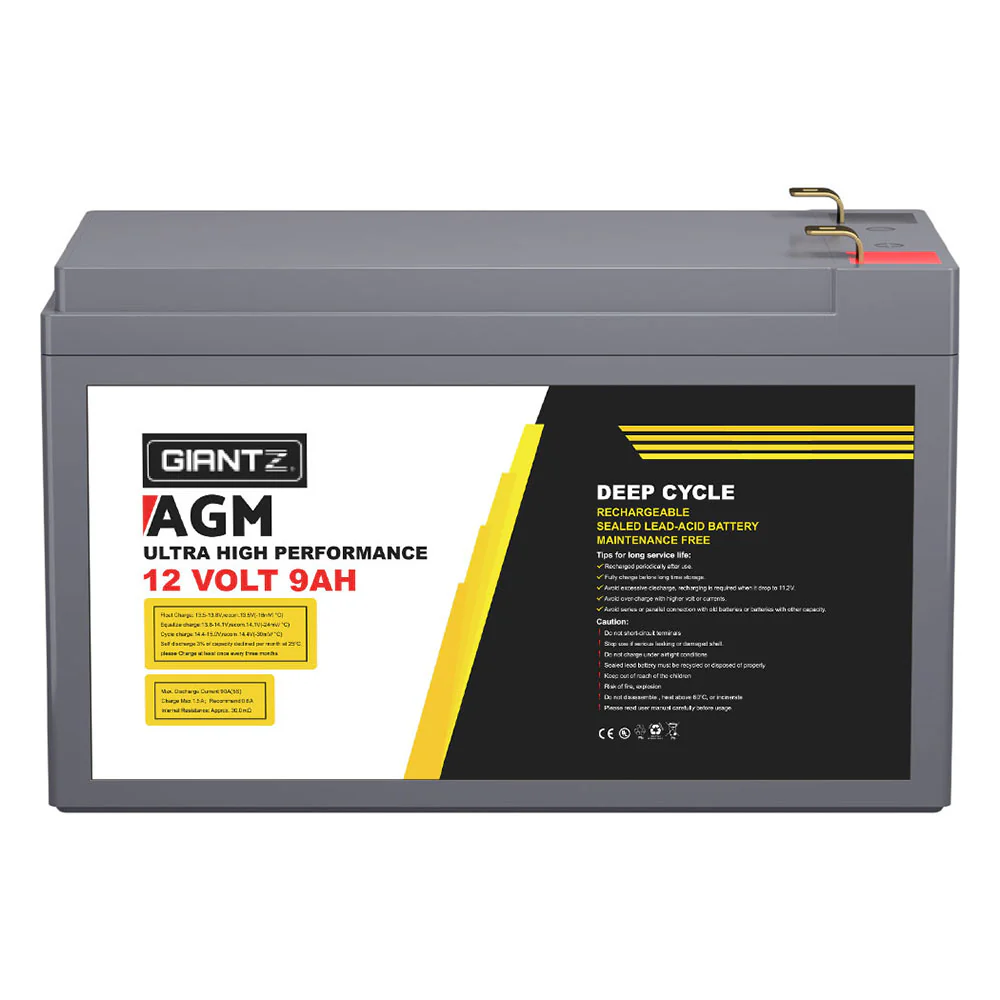 AGM Deep Cycle Battery 12V 9Ah Box Portable Solar Caravan Camping - Nurns