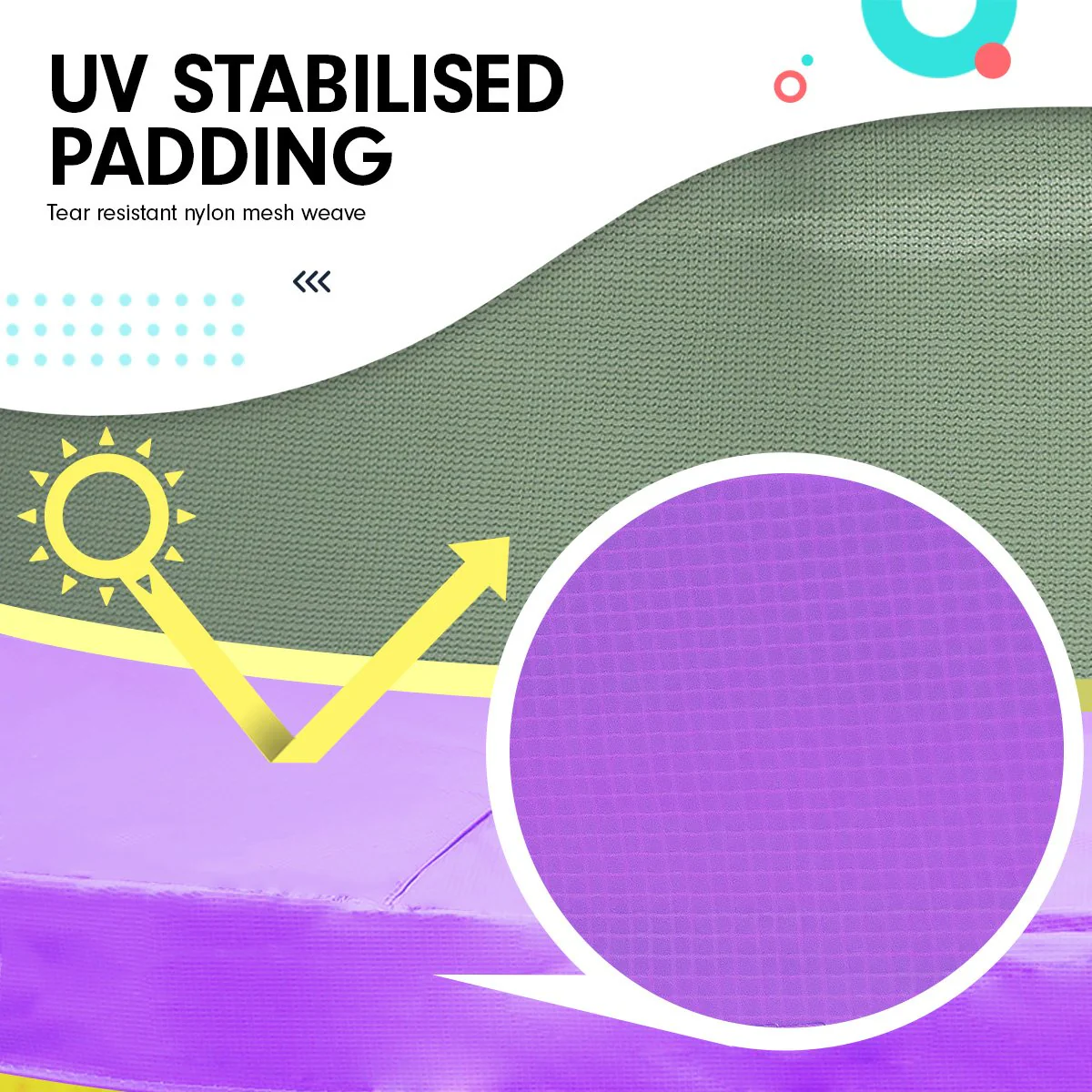 Kahuna Trampoline 4.5FT Round Free Safety Net Spring Pad Cover Mat Outdoor Yellow Purple - Nurns