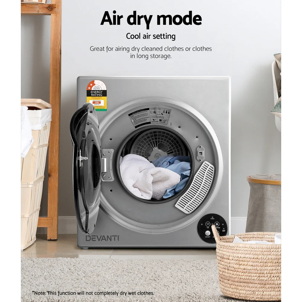 Tumble Dryer 5kg Fully Auto Silver - Nurns