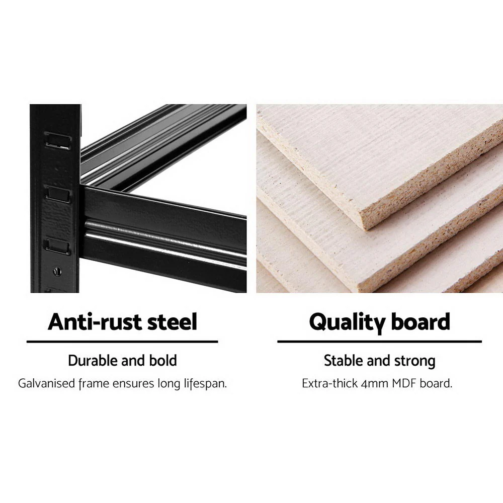 Giantz 5x1.8M Garage Shelving Warehouse Rack Pallet Racking Storage Shelf Black - Nurns