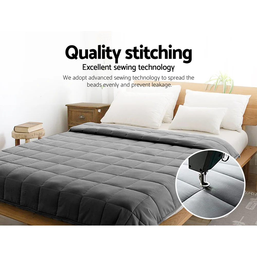 Wrigley Weighted Soft Blanket 7KG Heavy Gravity Microfibre Cover Glass Beads Calming Sleep Anxiety Relief - Grey - Nurns