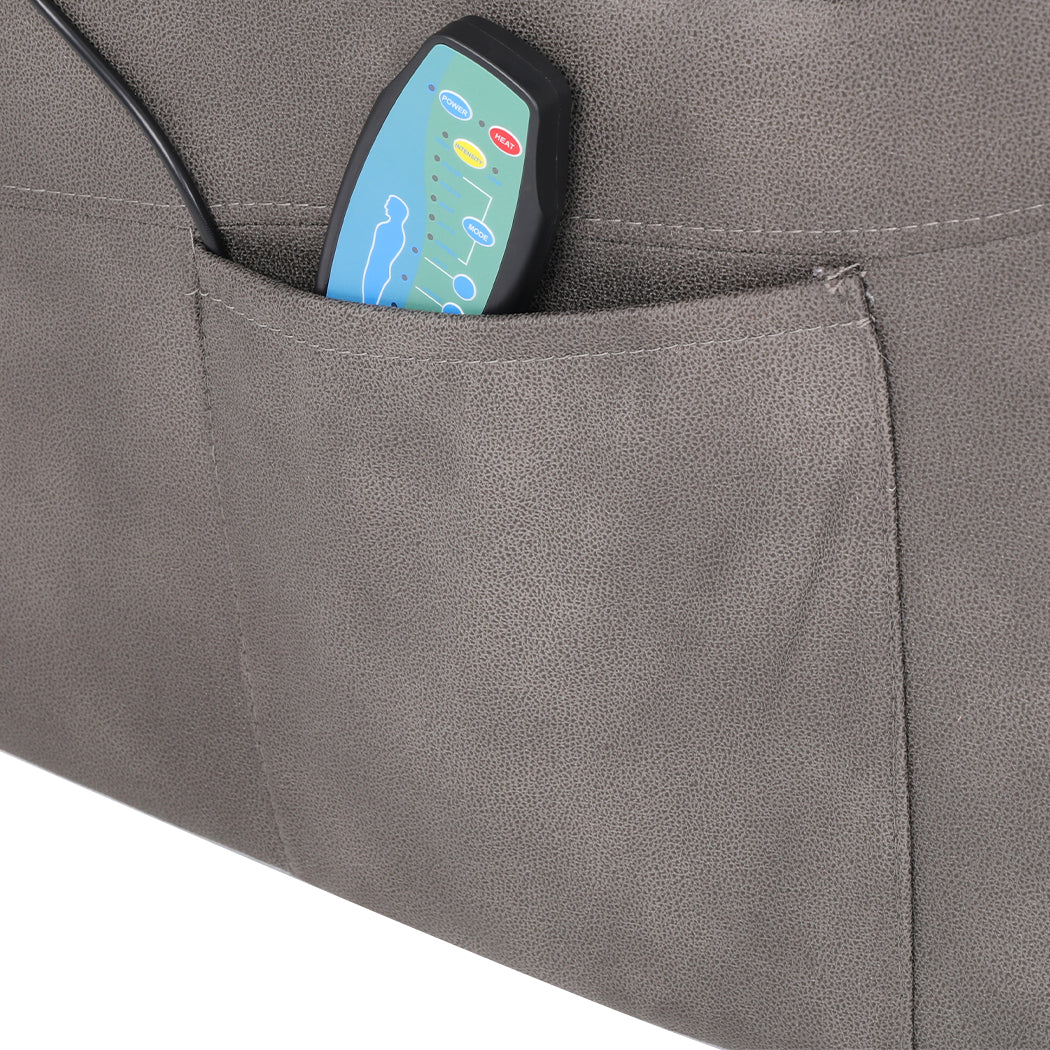 Pax Electric Massage Recliner Chair Heated 8-point Lounge Armchair - Grey - Nurns