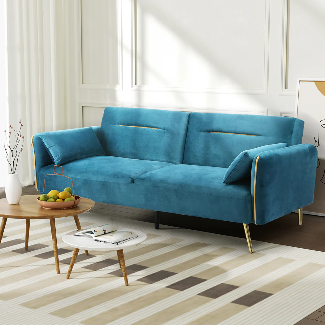 Mattie 3-Seater Sofa Bed Convertible - Peacock Blue - Nurns