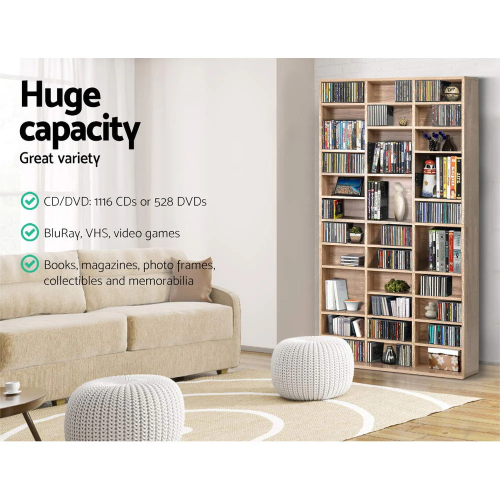 Artiss Bookshelf Cd Storage Rack - Bert Oak - Nurns