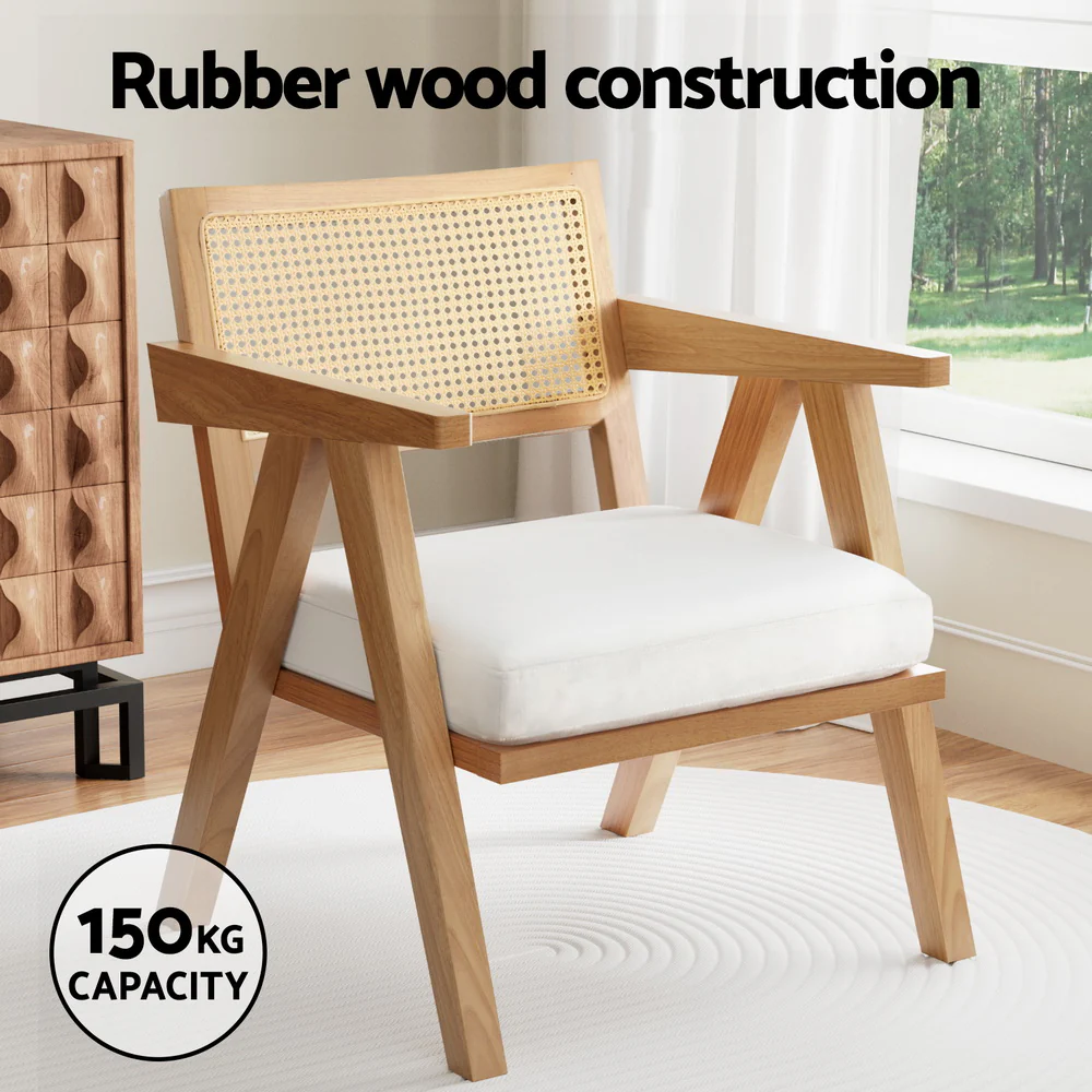 Maxine Armchair Accent Chair Lounge Rattan Velvet - Pine - Nurns