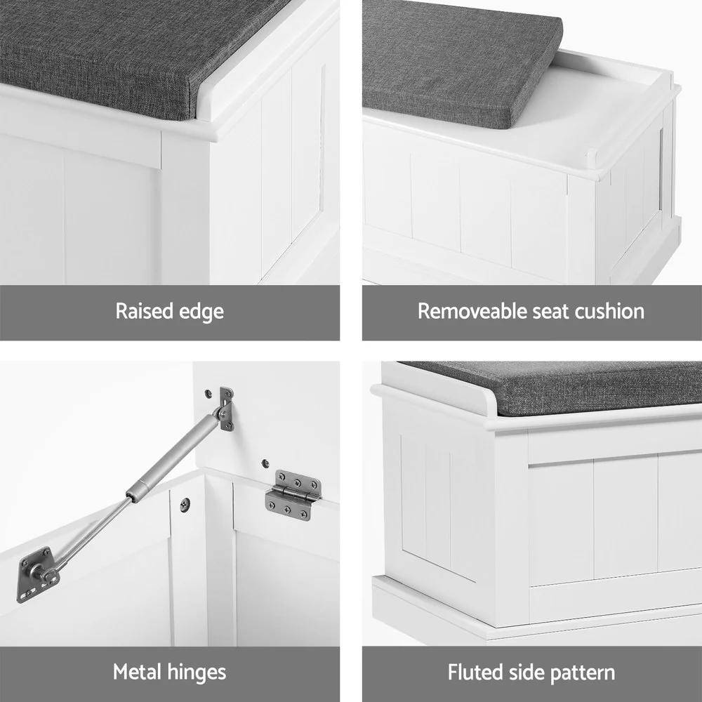 Storage Ottoman Blanket Box 140cm Fluted - White - Nurns