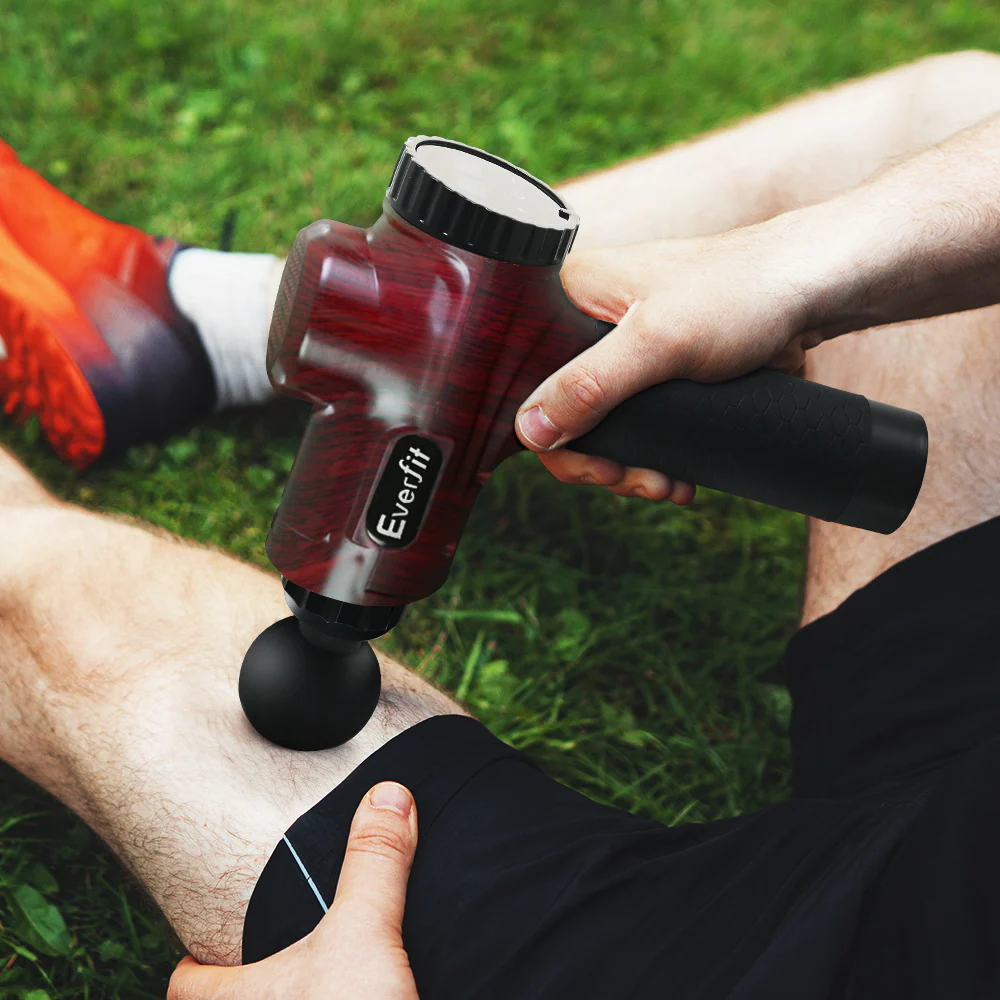 Everfit Massage Gun 30 Speed 6 Heads Vibration Muscle Massager Chargeable Red - Nurns