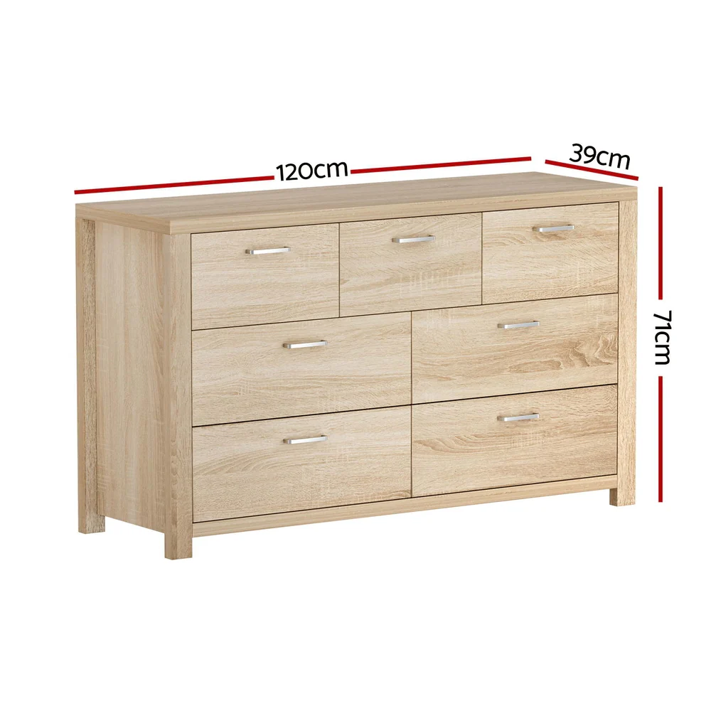 Artiss 7 Chest of Drawers - Pine - Nurns