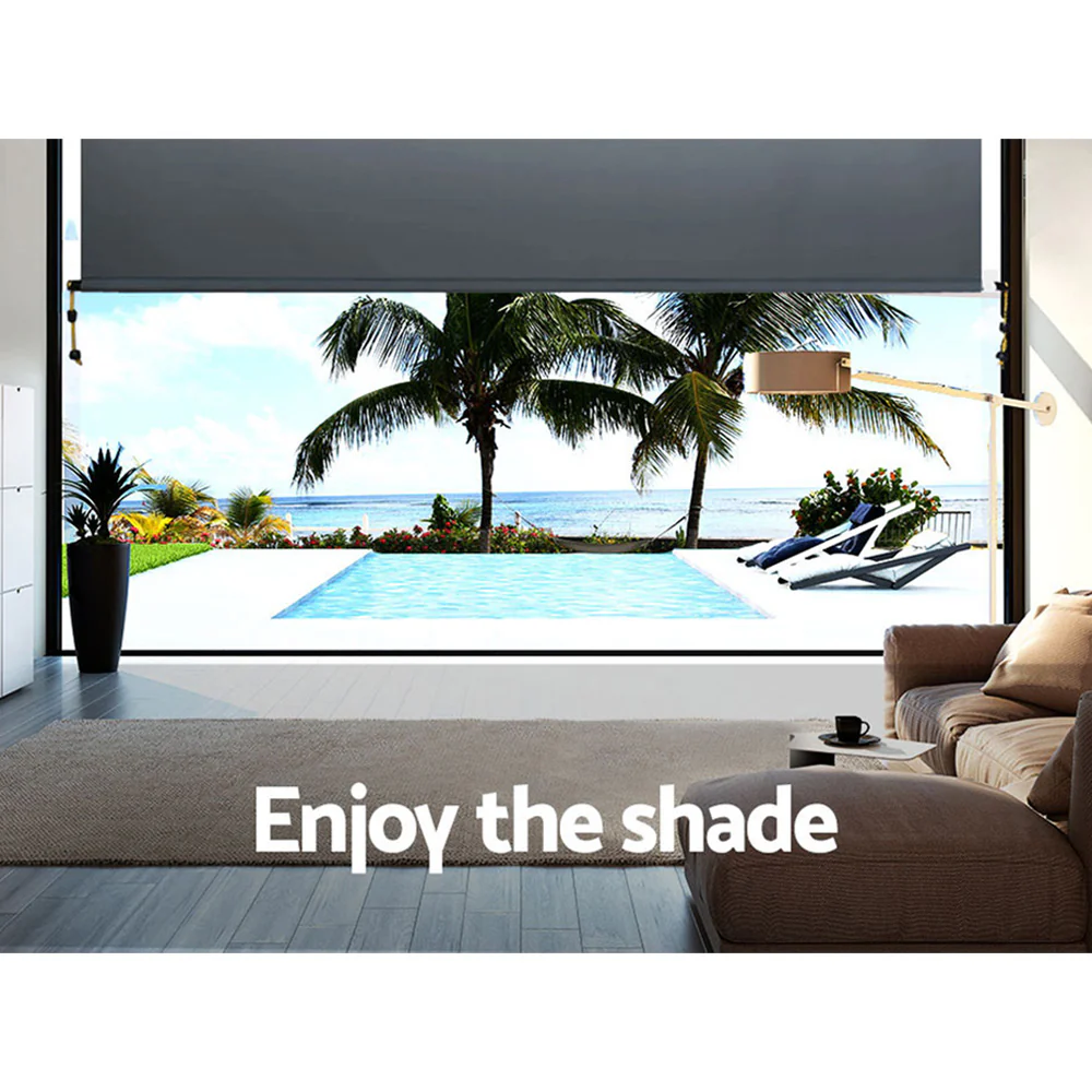 Instahut Outdoor Blinds Blackout Roll Down Awning Window Shade 1.5x2.5M Grey - Nurns