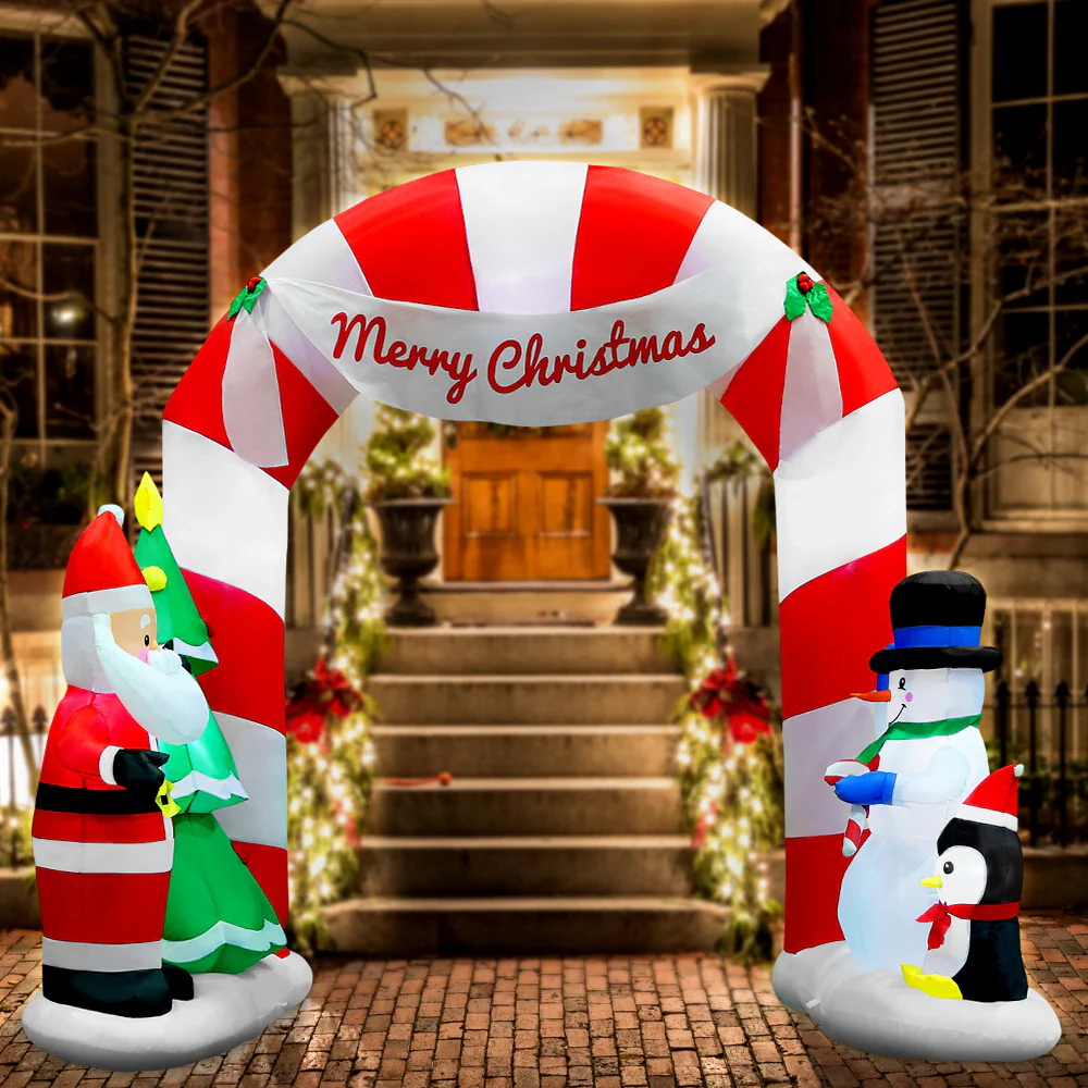 Archway Santa Christmas Inflatable Illuminated Xmas Decorations - 3M - Nurns