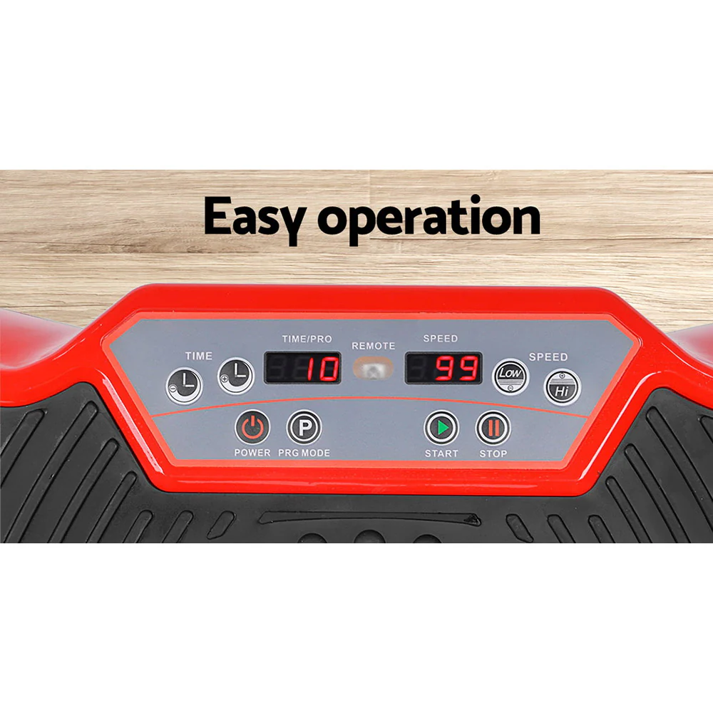 Everfit Vibration Machine Platform Vibrator Resistance Rope Home Fitness Red - Nurns
