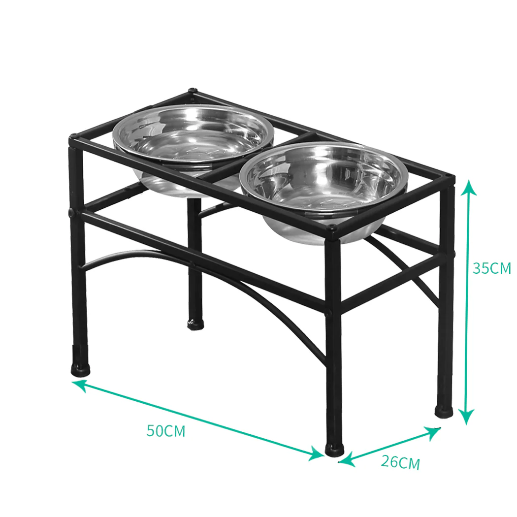 Dual Elevated Raised Pet Dog Puppy Feeder Bowl Stainless Steel Food Water Stand LARGE - Nurns