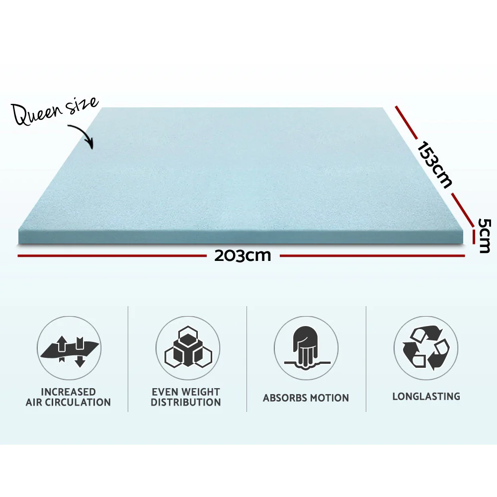 Queen Giselle Bedding Memory Foam Mattress Topper Cool Gel 5cm - Nurns