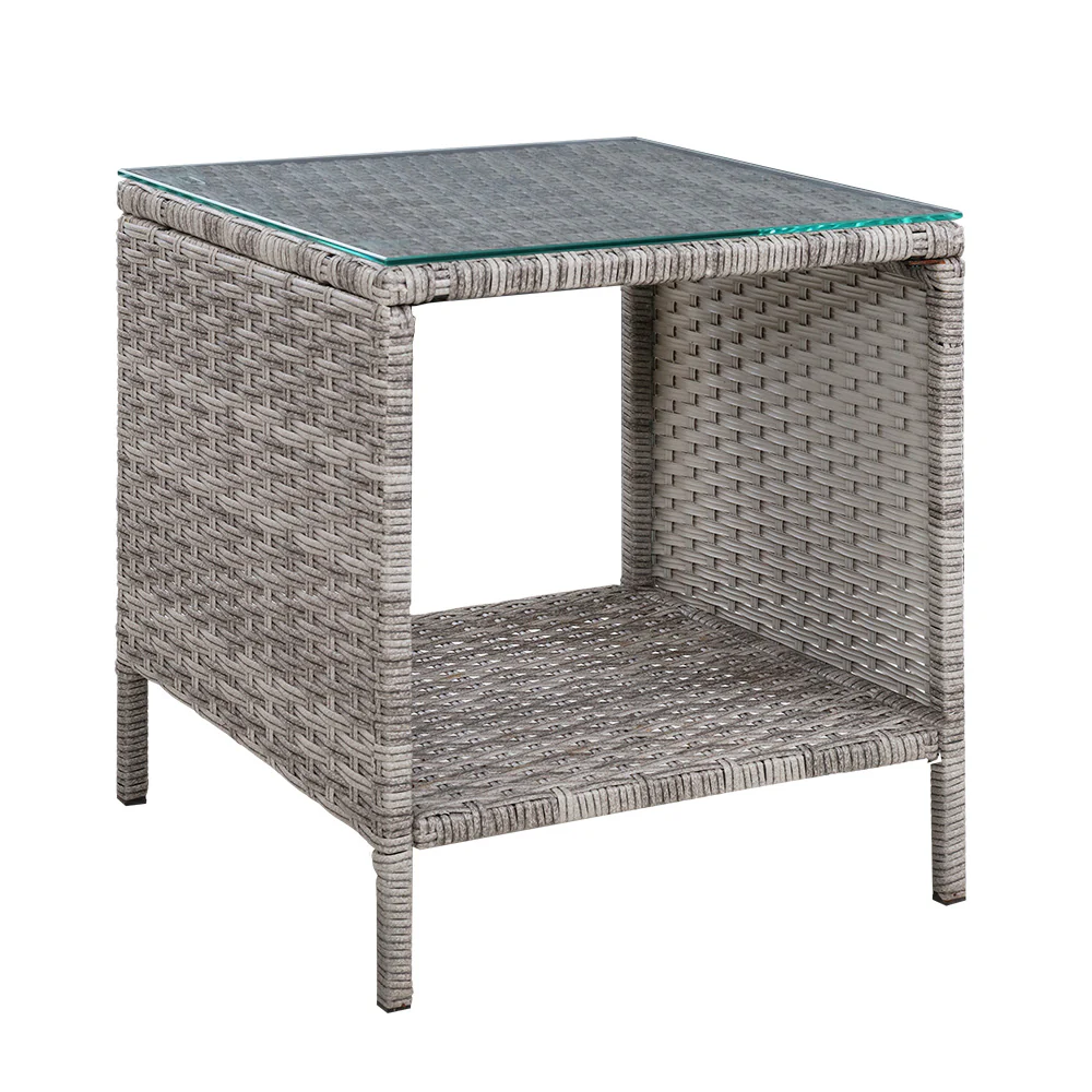 Dawley Side Table Coffee Patio Outdoor Furniture Rattan Desk Indoor Garden - Grey - Nurns