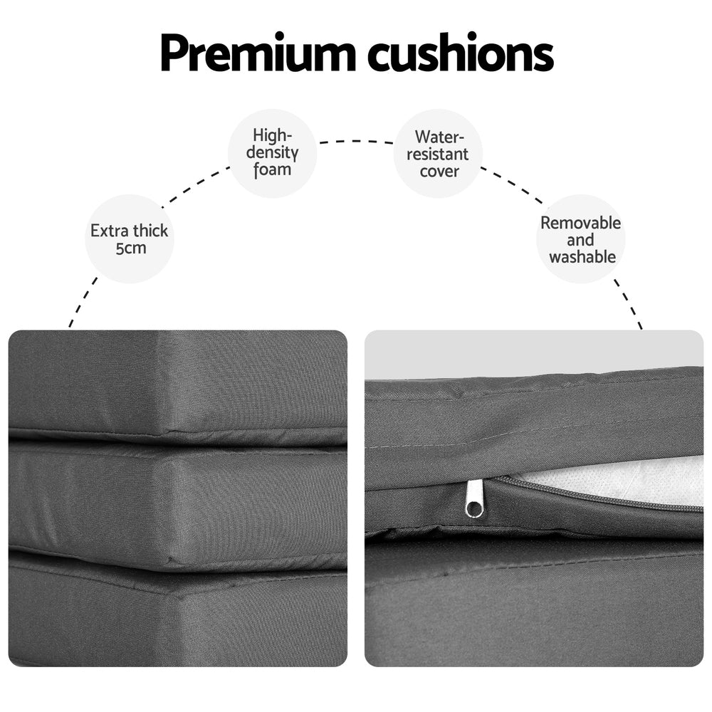 Yves 8-Seater Table Chairs Patio Rope Lounge Setting 9-Piece Outdoor Dining Set - Grey - Nurns