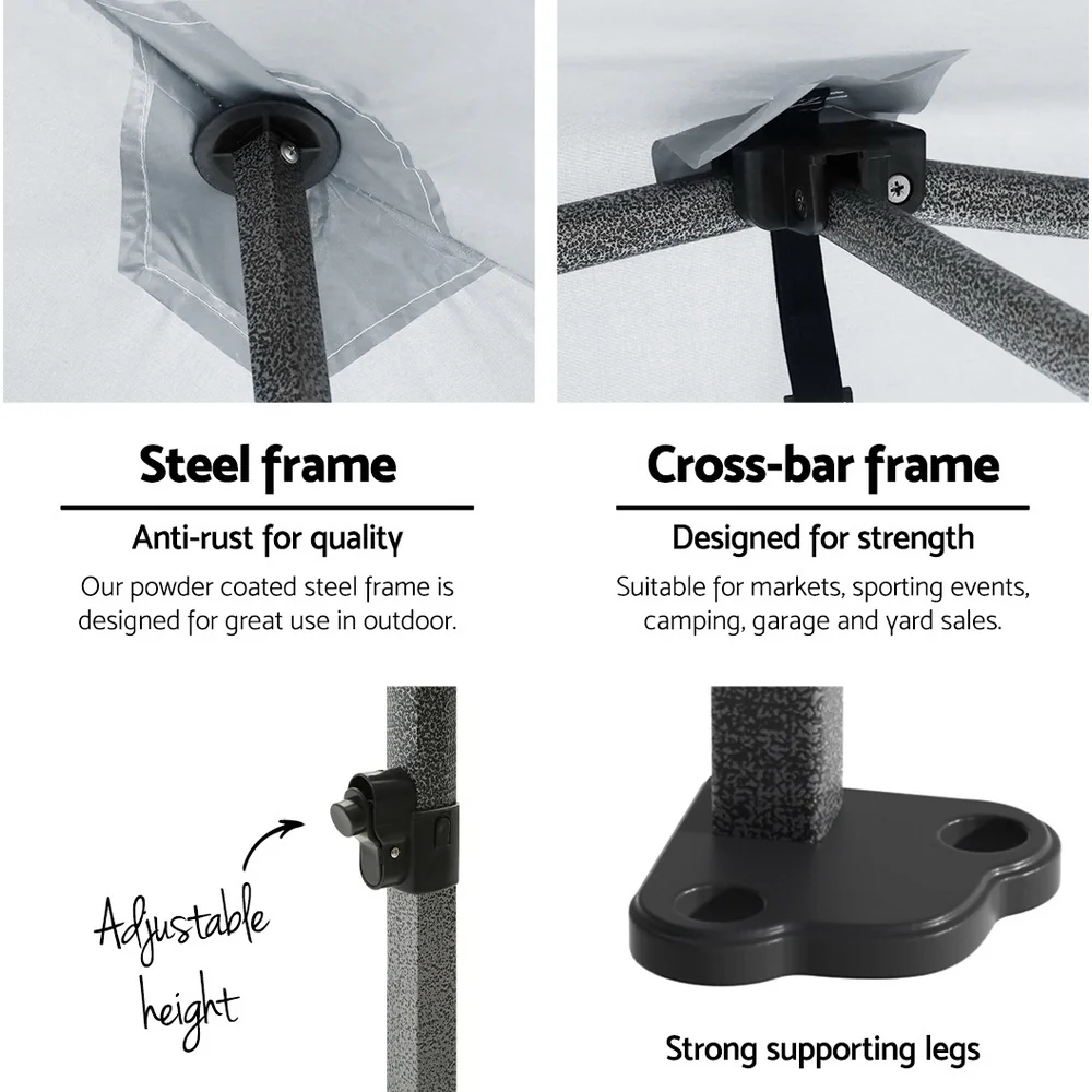 Instahut Gazebo Pop Up Marquee 3x3 Folding Tent Wedding Gazebos 500D White - Nurns