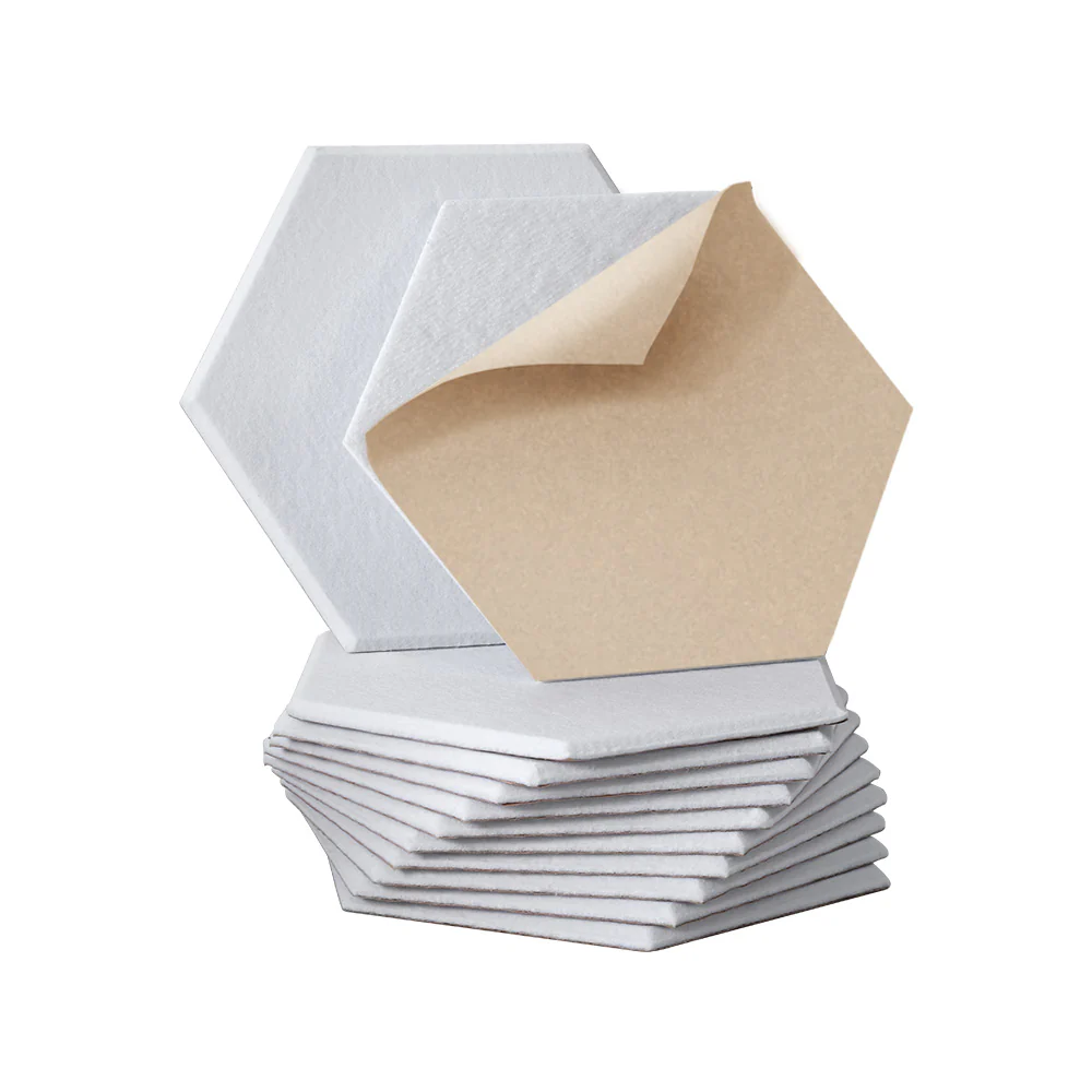 Acoustic Foam 12pcs 35x30x0.9cm Soundproof Absorption Panel Adhesive White - Nurns