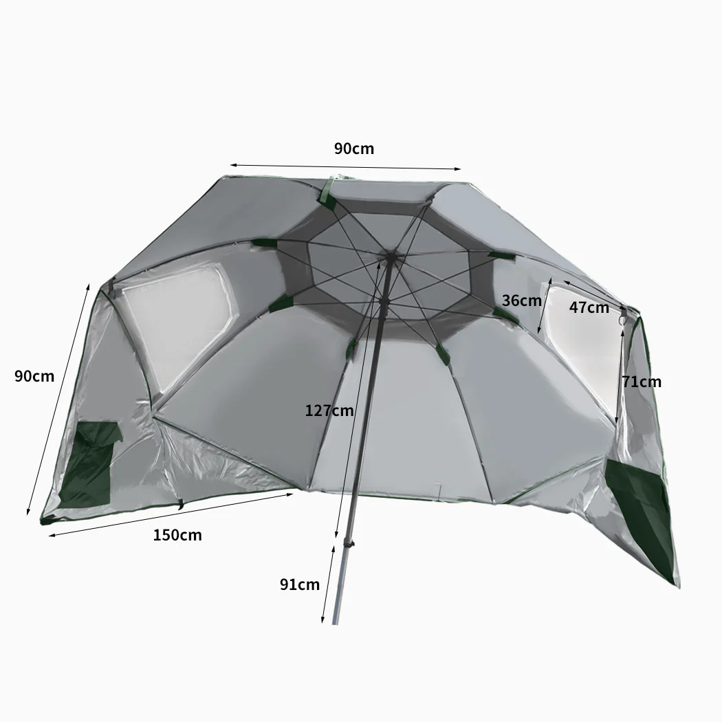 Mountview Beach Umbrella Outdoor Umbrellas Green 2.33M - Nurns