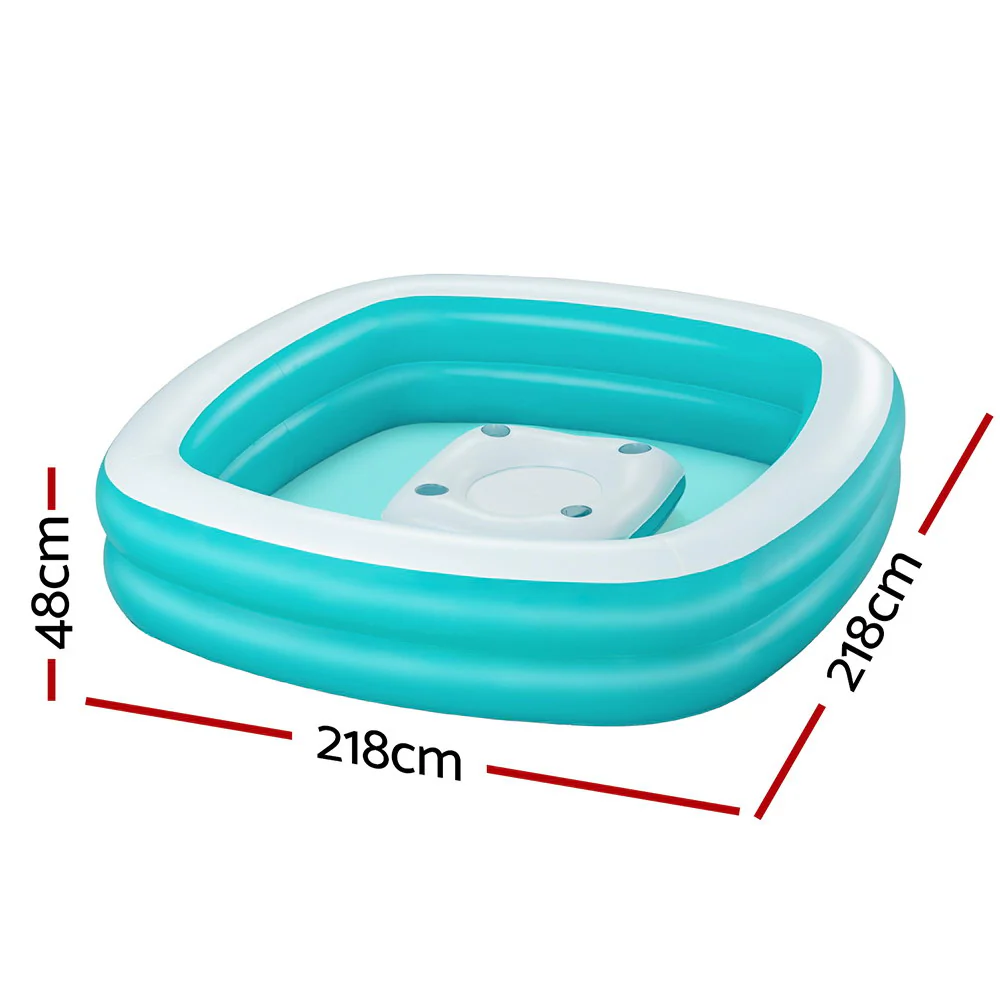 Bestway Kids Inflatable Family Pool with Center Console Cup Holder 218x218x48cm - Nurns