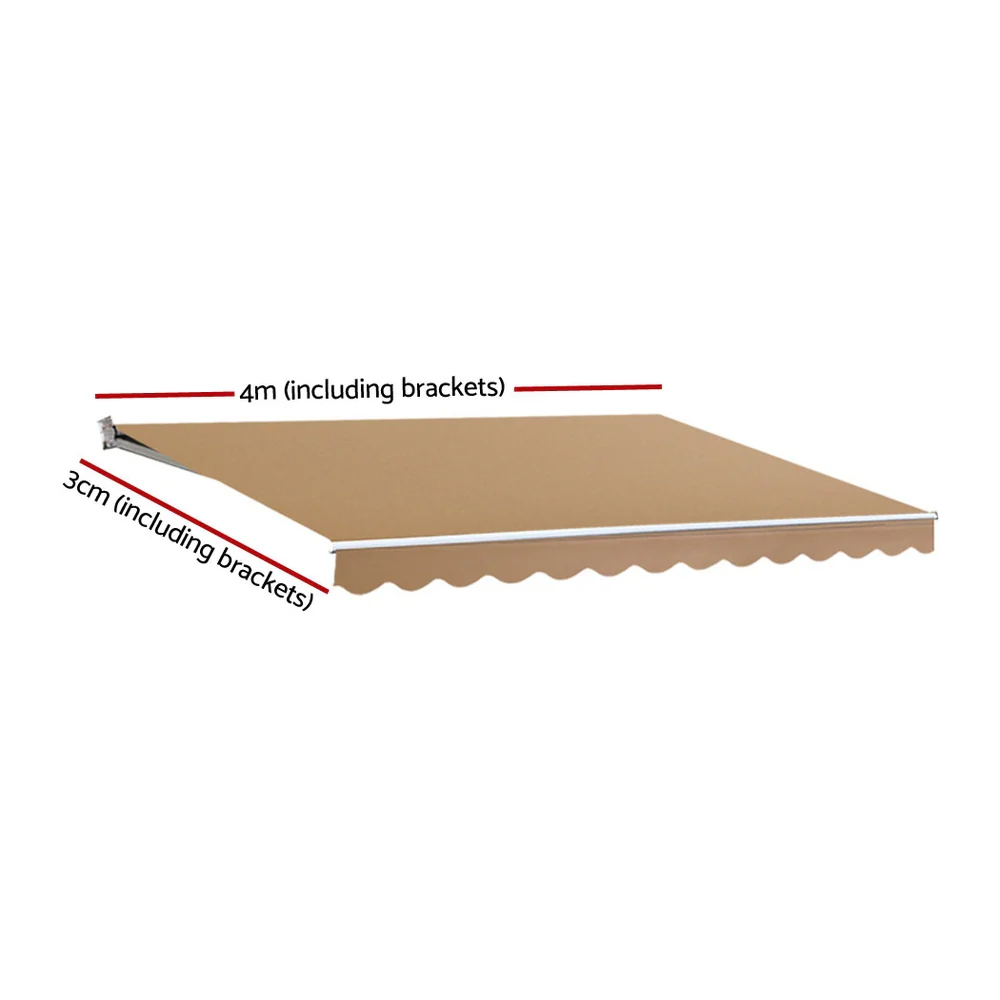 Instahut Retractable Folding Arm Awning Motorised Sunshade 4Mx3M Beige - Nurns