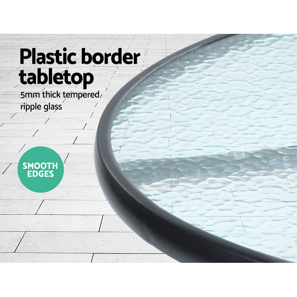 Wareham 2-Seater Chair Table Wicker Patio Tea Coffee Cafe Bar 3-Piece Outdoor Furniture - Black - Nurns