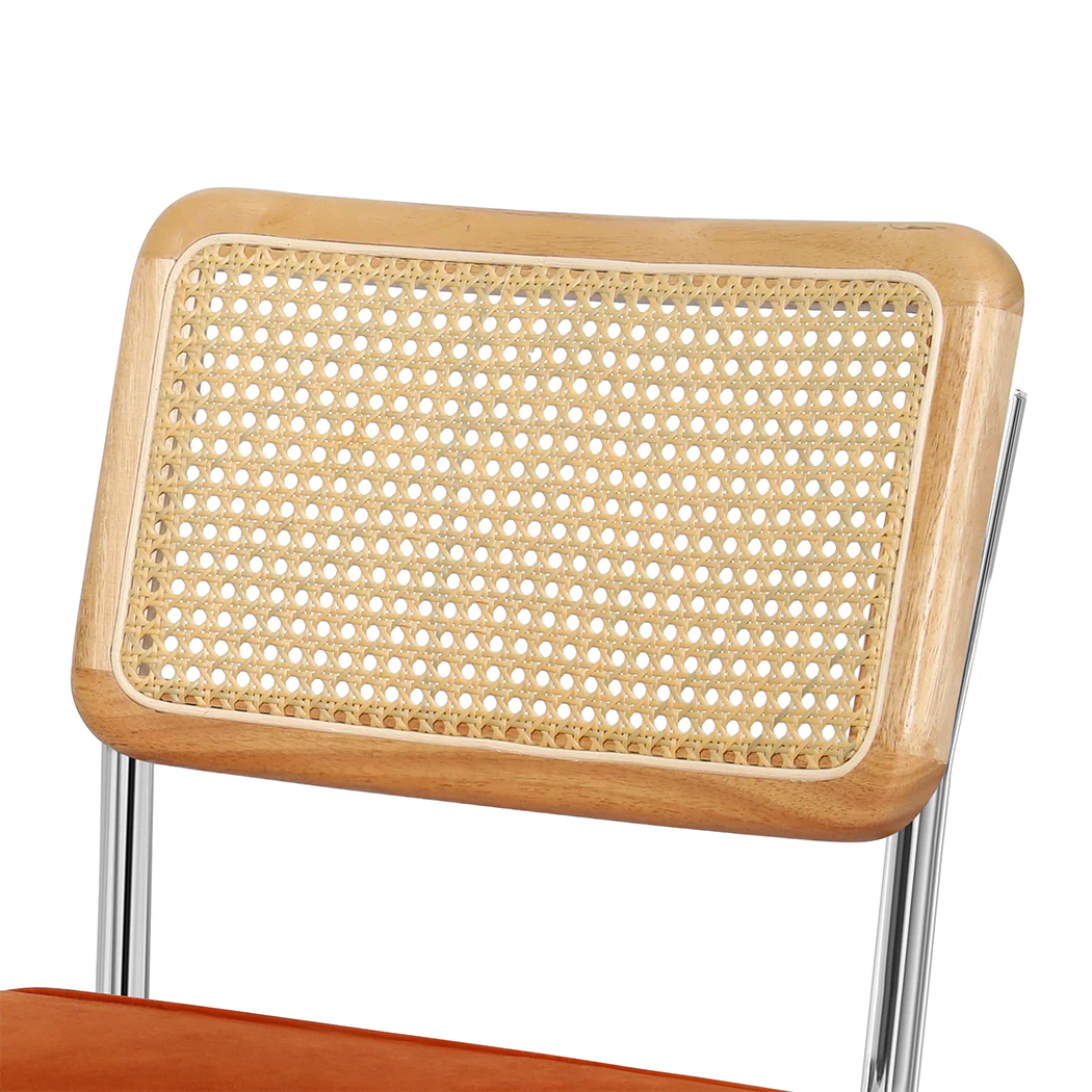 Verity Set of 2 Dining Chairs Chair Replica Cantilever Velvet Rattan Midcentury - Brown - Nurns