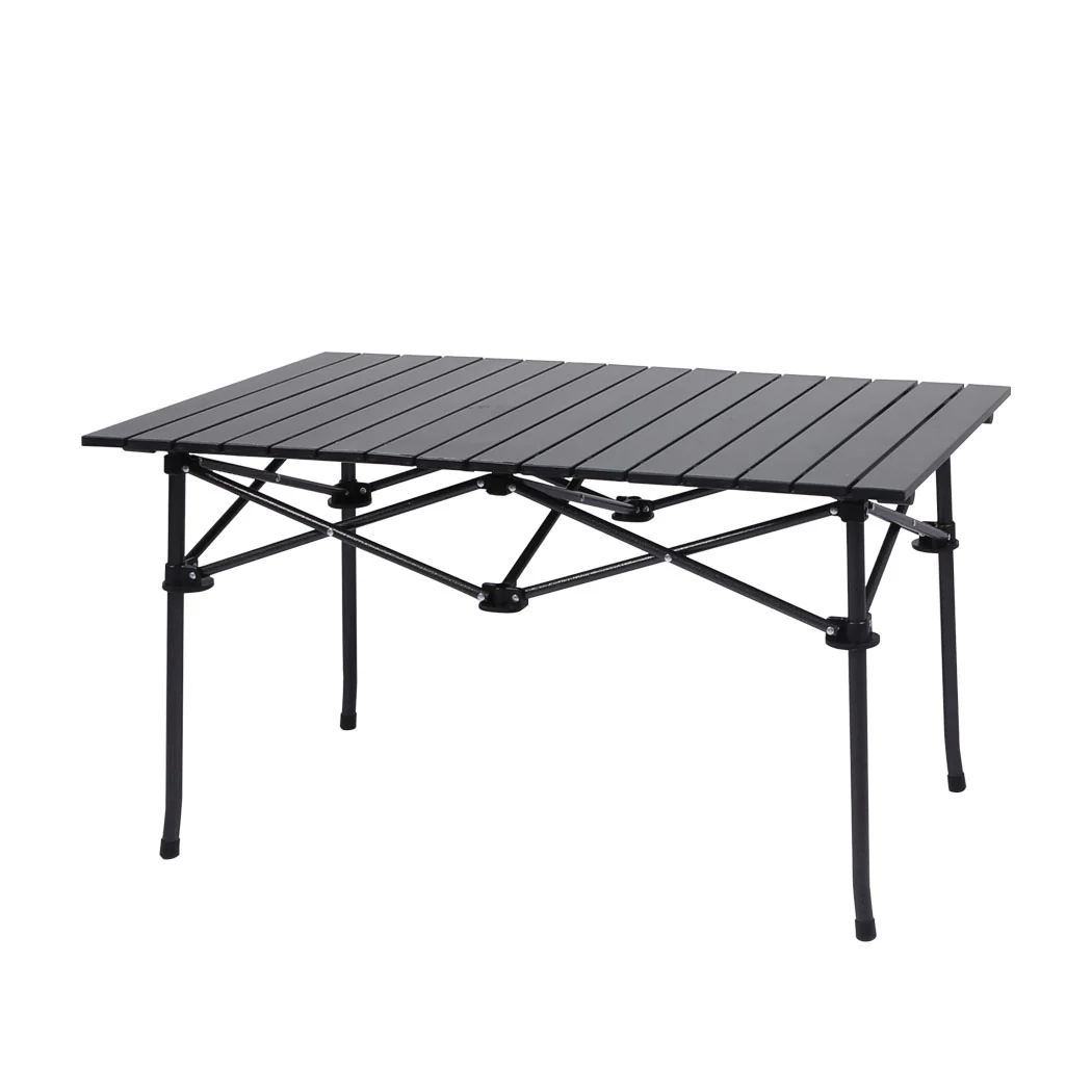 Folding Camping Table Portable Aluminium Outdoor Picnic Garden Black - Nurns