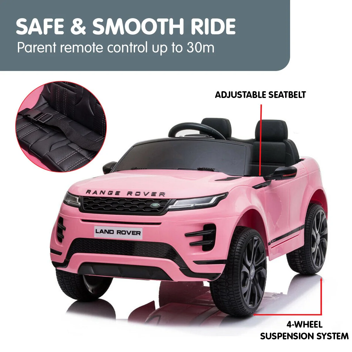 Land Rover Licensed Kids Electric Ride On Car Remote Control - Pink - Nurns