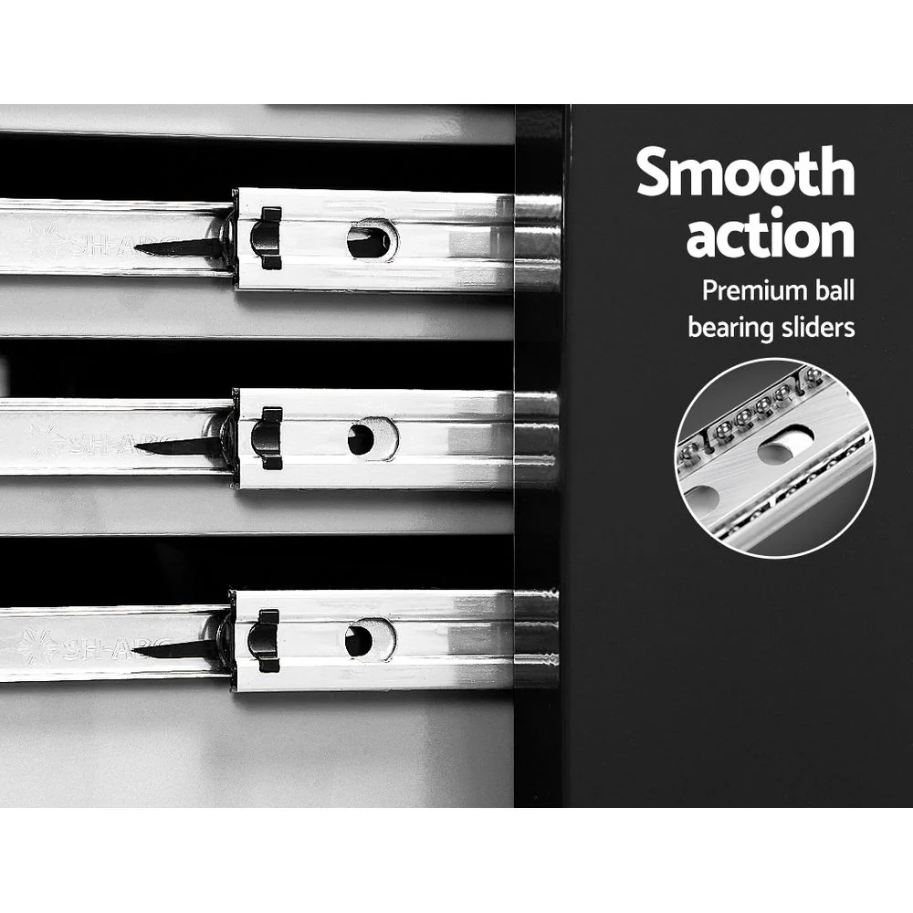 Tool Chest and Trolley Box Cabinet 7 Drawers Cart Garage Storage Black and Silver - Nurns