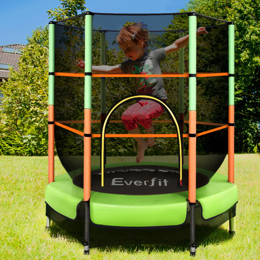 Everfit Trampoline for Kids 4.5FT with Enclosure Safety Net Rebounder Gift Green - Nurns