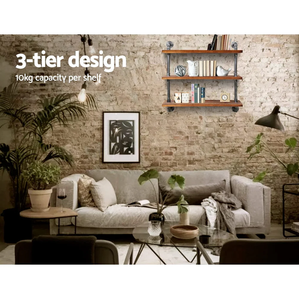 Artiss Floating DIY Pipe Shelf 3 Tiers - Issa - Nurns