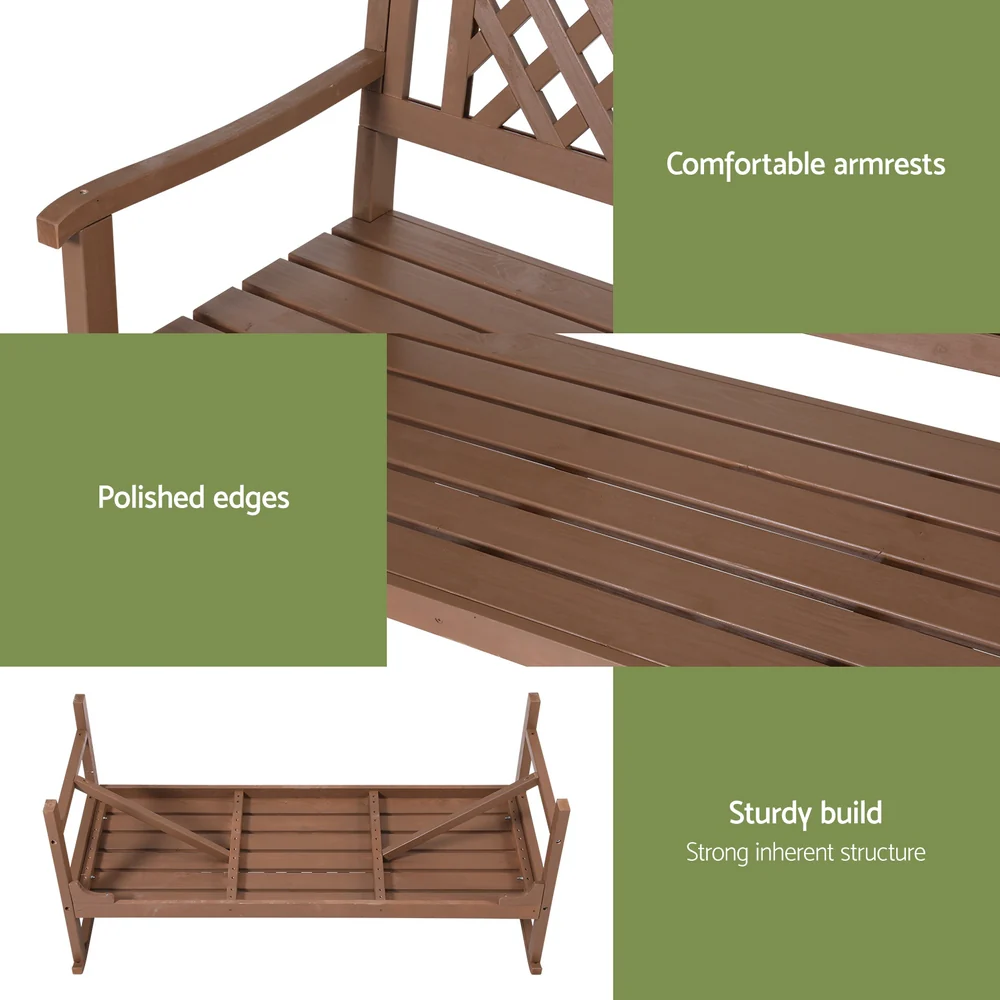 Solene Wooden Garden Bench 3 Seat Patio Furniture Timber Outdoor Lounge Chair - Natural - Nurns