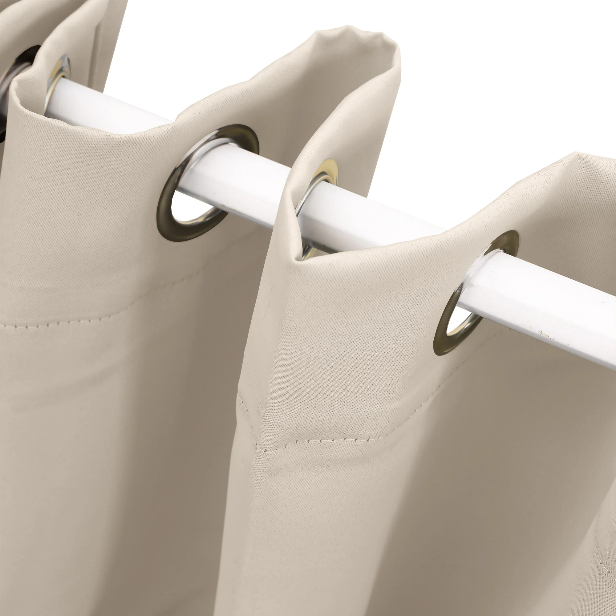 Set of 2 Blockout Curtains Panels 3 Layers Eyelet Room Darkening 140X230Cm Beige - Nurns