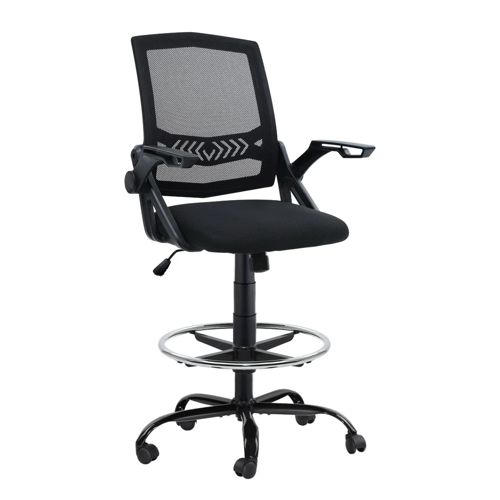 Artiss Office Chair Drafting Stool Mesh Chairs Black - Nurns